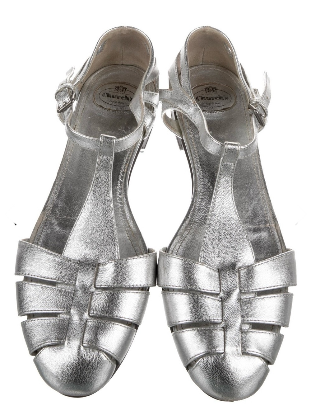 Church’s England Rainbow Metallic Silver Fisherman Sandals